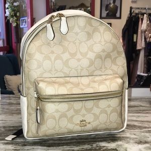 Medium Coach canvas with smooth leather backpack